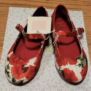 Size 12 - Janie & Jack - Shoes - MaryJane style - dark pink flowers - NEW